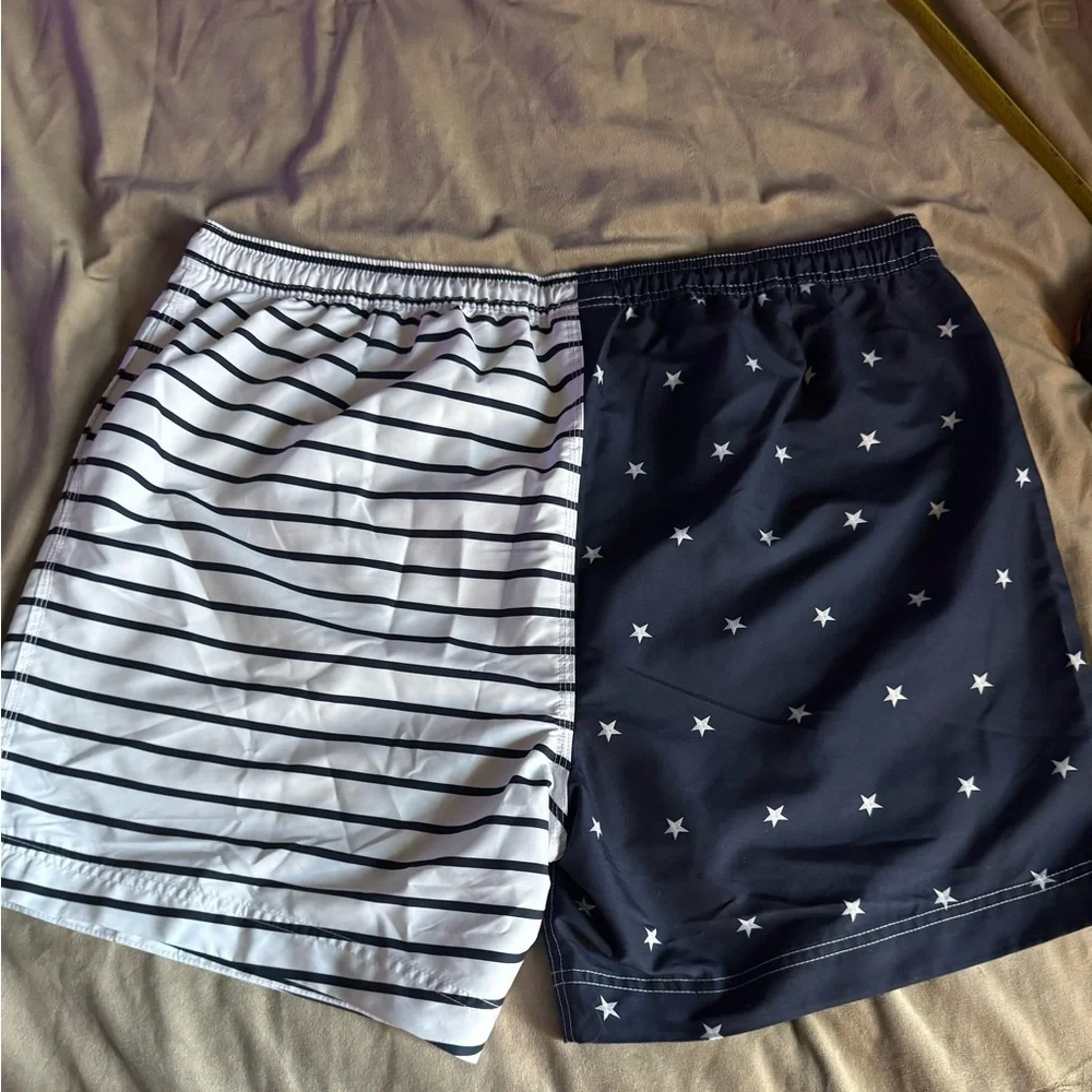 Cremieux Nautical Star and Stripe Men's Swim Shorts - Navy and White